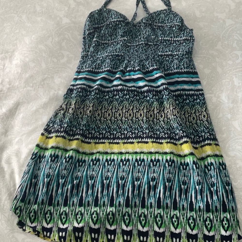 Athleta Marbella Blue-and-Yellow Dress, EUC - Picture 9 of 13